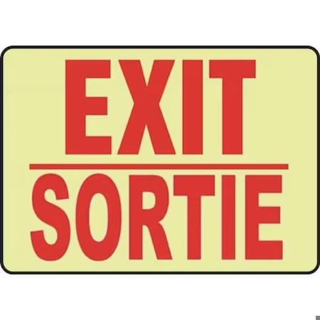 Accuform Exit Sign, Adhesive Glow Vinyl, 10 in W, 7 in H FBMADC500MGF